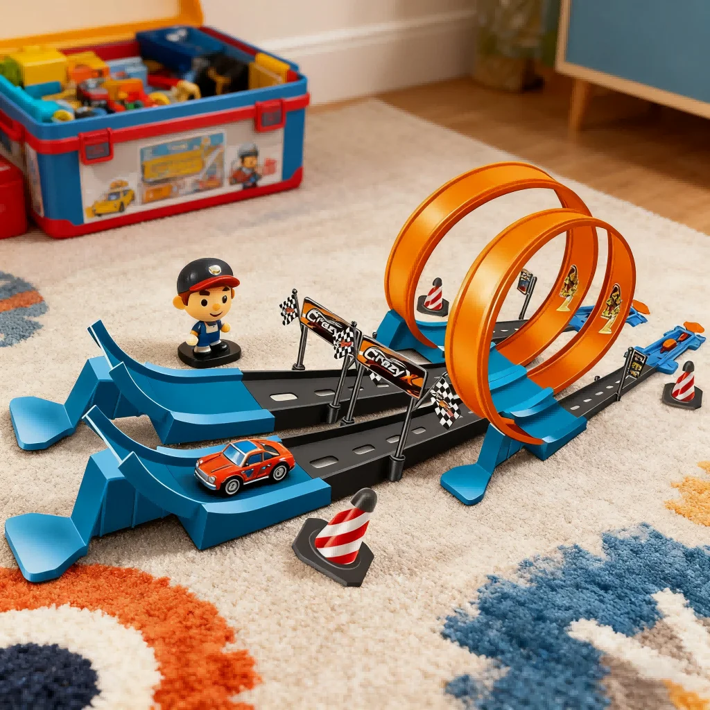 Ruote per auto di velocità acrobatica Modello Pista da corsa Kit ferroviari assemblati fai-da-te Catapulta Veicoli giocattolo da corsa per auto Regalo di compleanno per bambini