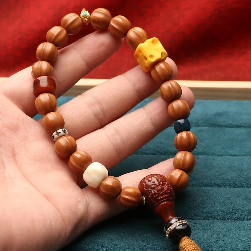 

1.1 Monkey Jingbaleng Stump Shark Back Small Walnut Carved Single Circle Crafts Duobao Buddha Beads Bracelet for