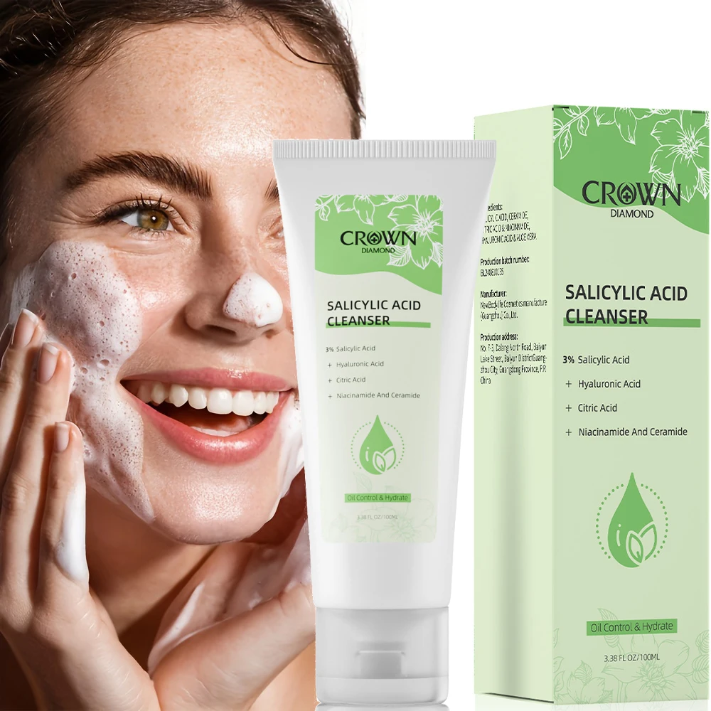 3% Salicylic Acid Facial Cleanser Acne Treatment Moisturizing Oil Control skincare Face Wash Foam Face Cleanser Skin Care