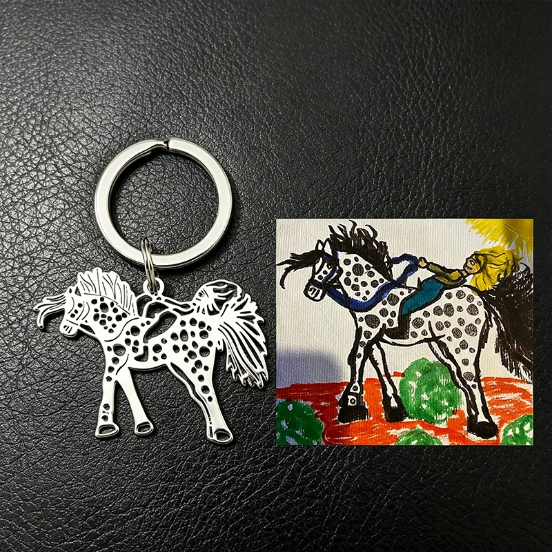 Custom Draw Keychain Custom Photo Pattern Logo Keychains Personalized Stainless Steel Photo Keychain Memorial Gifts Customized