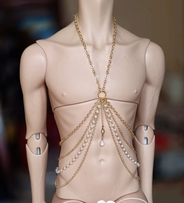 D09-P662 어린이 수제 장난감 1/6 1/4 1/3 삼촌 MSD BJD 인형 쥬얼리 액세서리 진주 목걸이 가슴 체인 1pcs