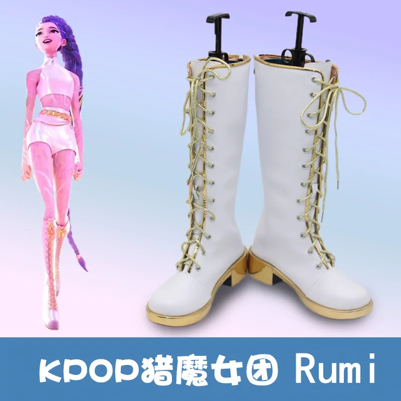 KPop Demon Hunters Rumi Cosplay Scarpe bianche Anime Festa di carnevale Stivali di Halloween Scarpe possono realizzare stivali per bambini