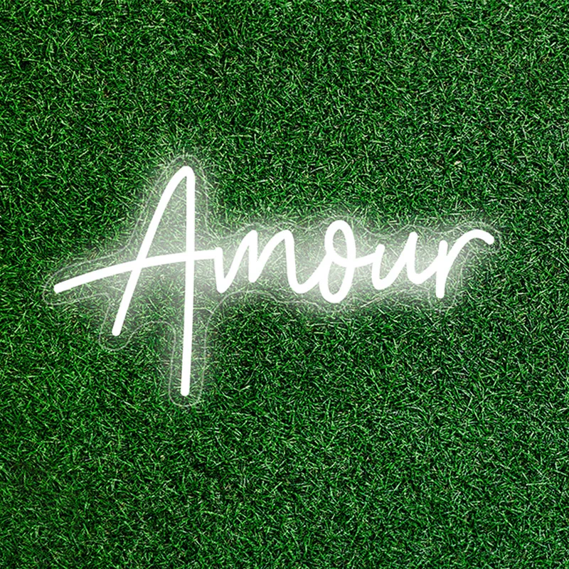 Imagem -04 - Amour-neon Led Sign Lights Pendurado na Parede eu te Amo Decoração Festa de Casamento Quarto Decoração do Quarto