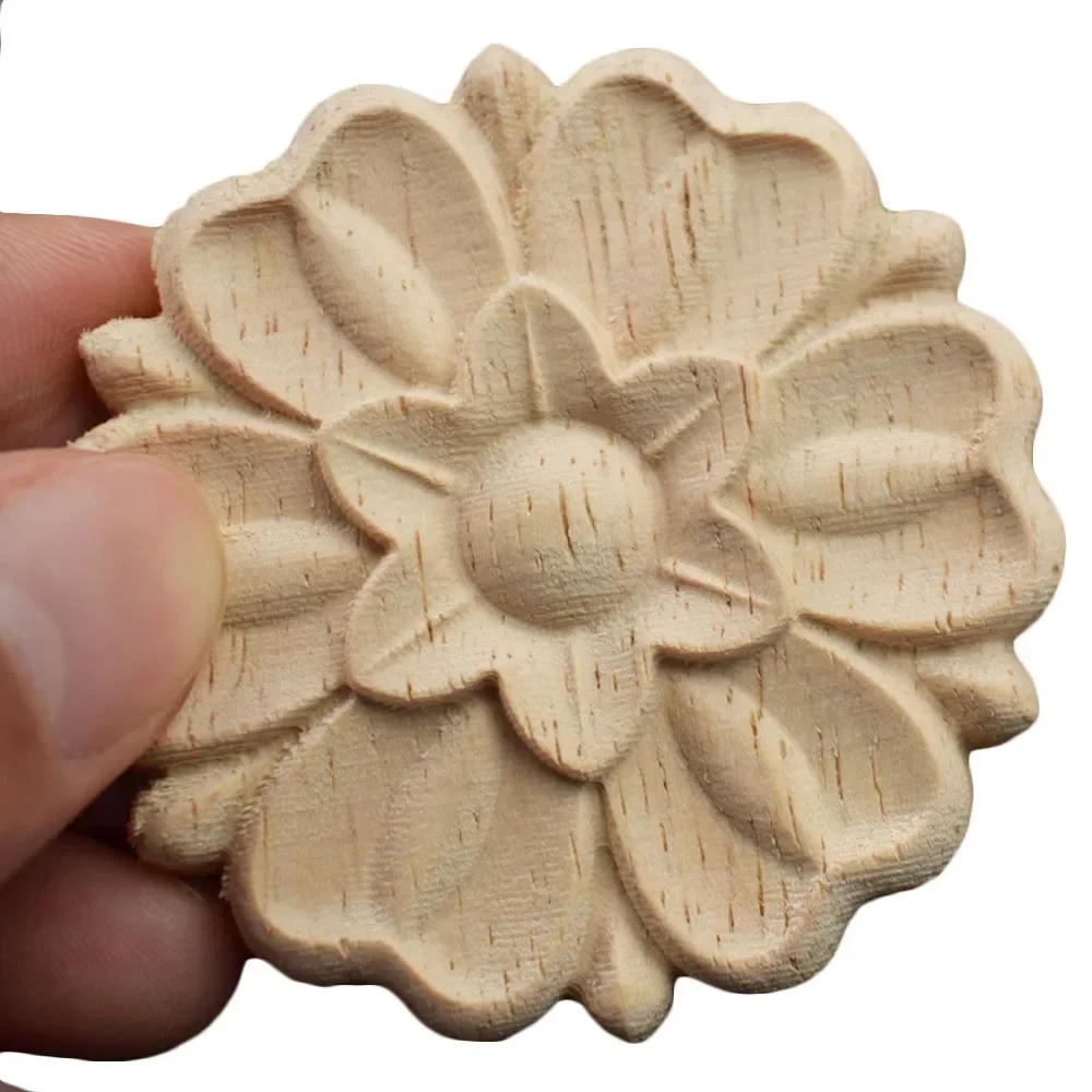10PCS 5.6cm Unpainted Wood Carved Decal Corner Applique Frame Home Furniture Wall Cabinet Door Decorative Wooden Miniature Craft