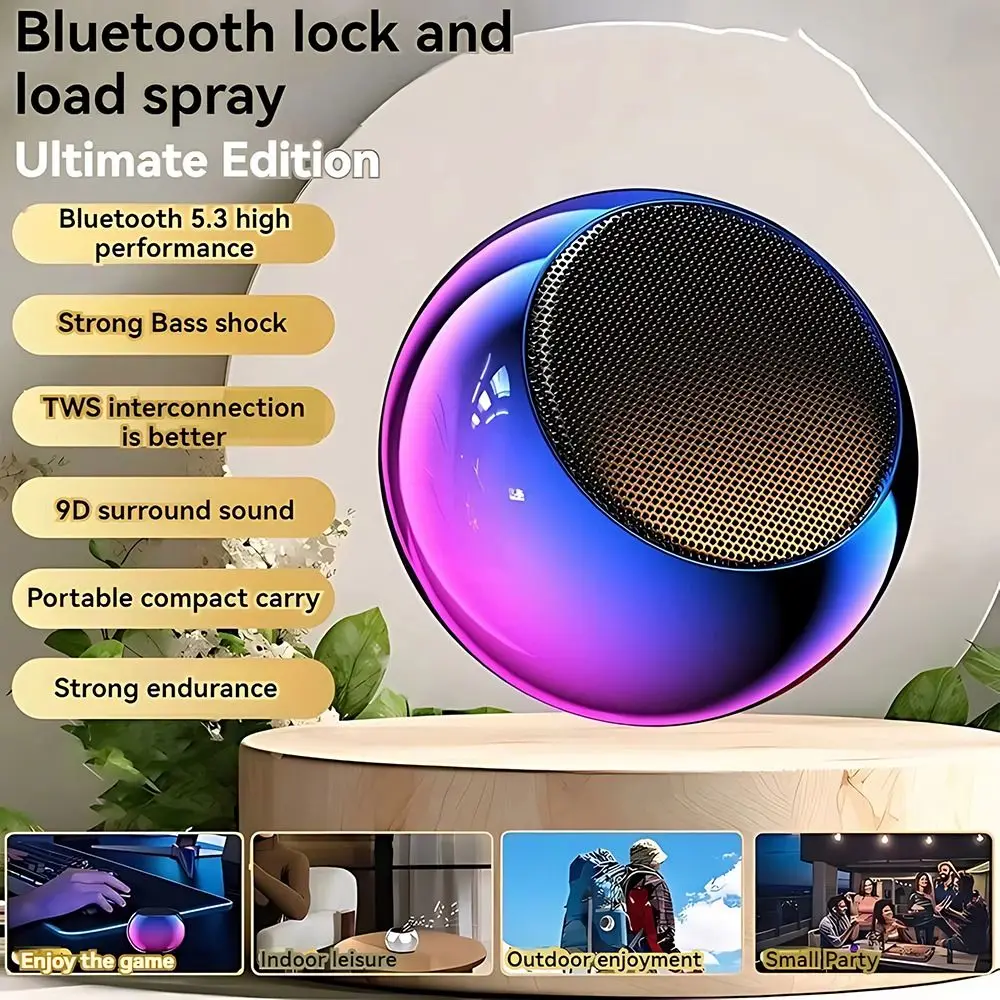with RGB Lighting Mini Bluetooth Speaker 2-in-1 Magnetic Wireless Sound Box High Sound Creative Portable Subwoofer Party