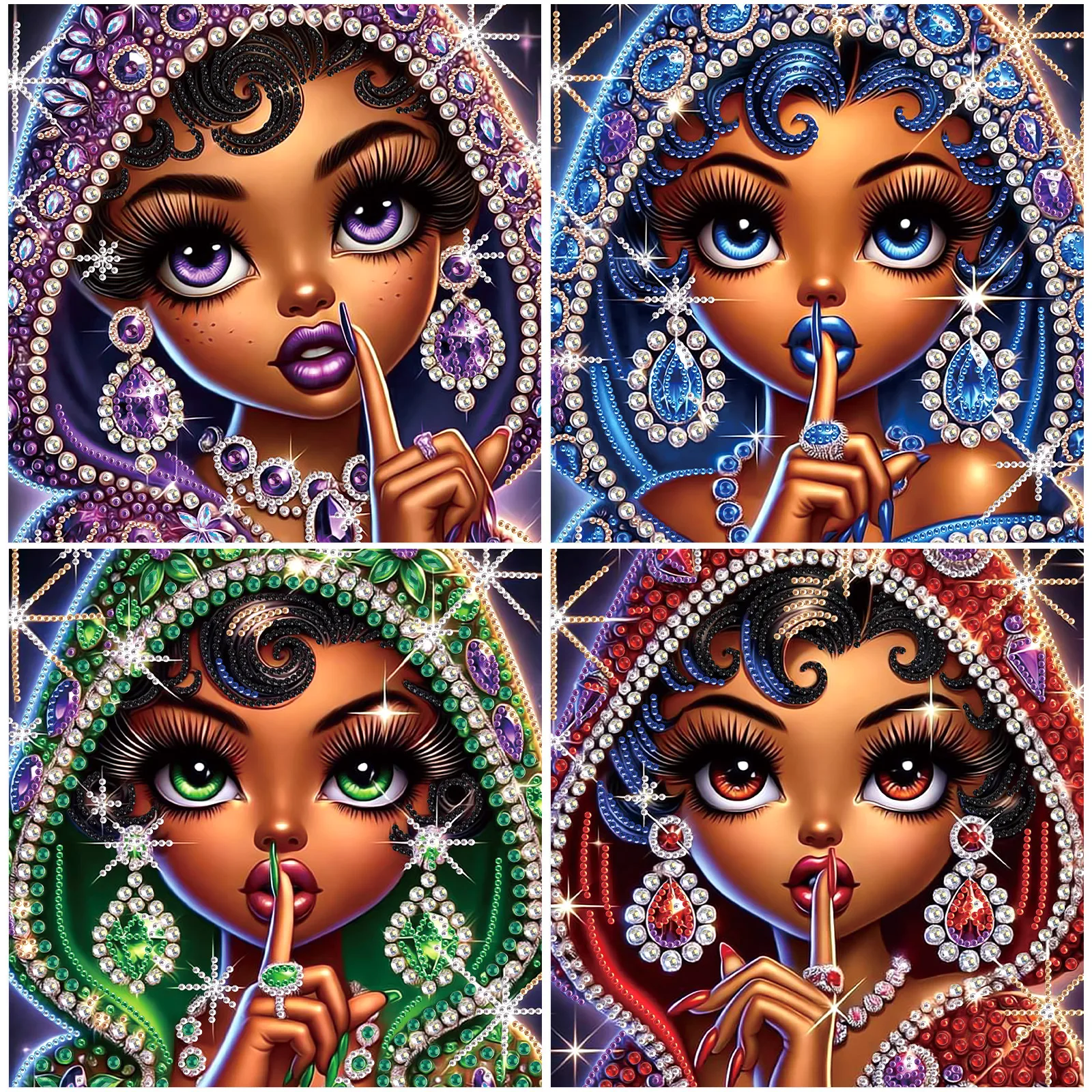 4pcs Special Shape Diamond Painting Kit for Adults,Colorful beauty Diamond Dots for Beginner,Gem Art Crafts Kits Home Decor Gift