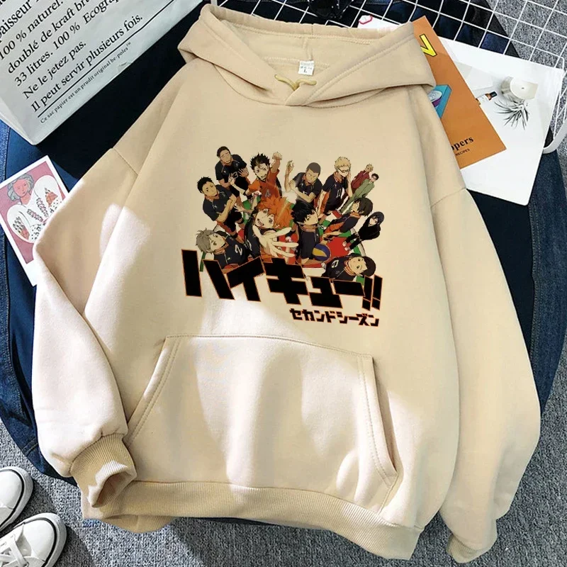 Karasuno Hoodie Volleyball Crow Anime Sport Club Vintage Streetwear Schwarzer Oversized Casual Pullover Langarm – Detail 21