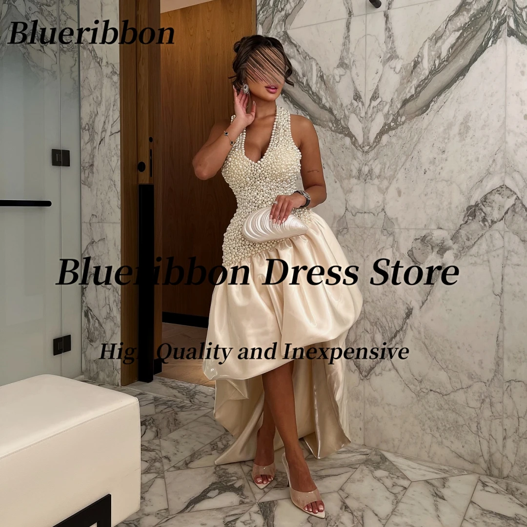 

Blueribbon Высокие и низкие платья для выпускного вечера на заказ, расшитые бисером Vestidos De Fiesta, коктейльное платье, сексуальные вечерние платья сзади по индивидуальному заказу