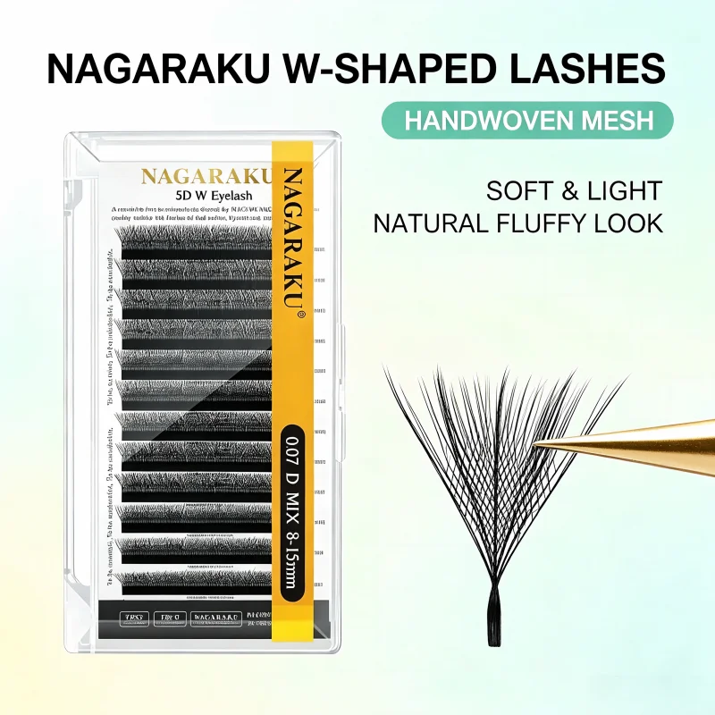 NAGARAKU Automatic Flowering W Shape Bloom 7D  Premade Fans Speed Eyelash Extensions Natural Soft Light Full Dense
