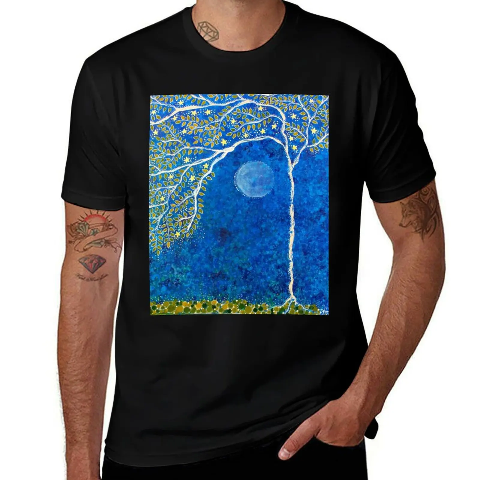 Peaceful Branches T-Shirt Basic Short Sleeve Cotton Blend T-Shirt