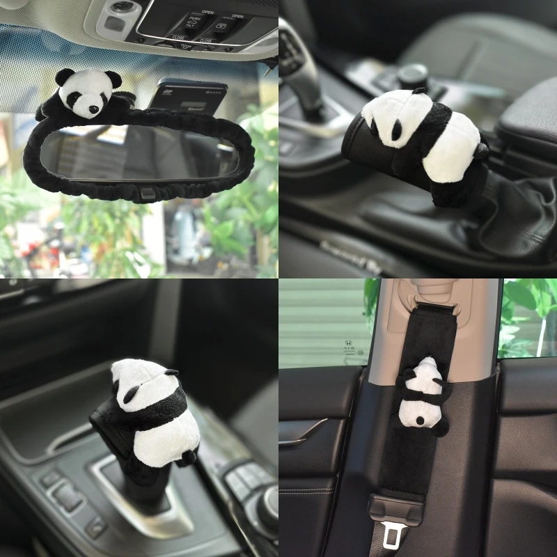 1pc Cute Cartoon Panda Car Gear Shift Cover Soft Plush Auto Shifter Hand Brake Case Toy Bear Car Accessories Interior Decoration 1pc Cute Cartoon Panda Car Gear Shift Cover Soft Plush Auto Shifter Hand Brake Case Toy Bear Car Accessories Interior Decoration