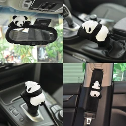 1pc Cute Cartoon Panda Car Gear Shift Cover Soft Plush Auto Shifter Hand Brake Case Toy Bear Car Accessories Interior Decoration