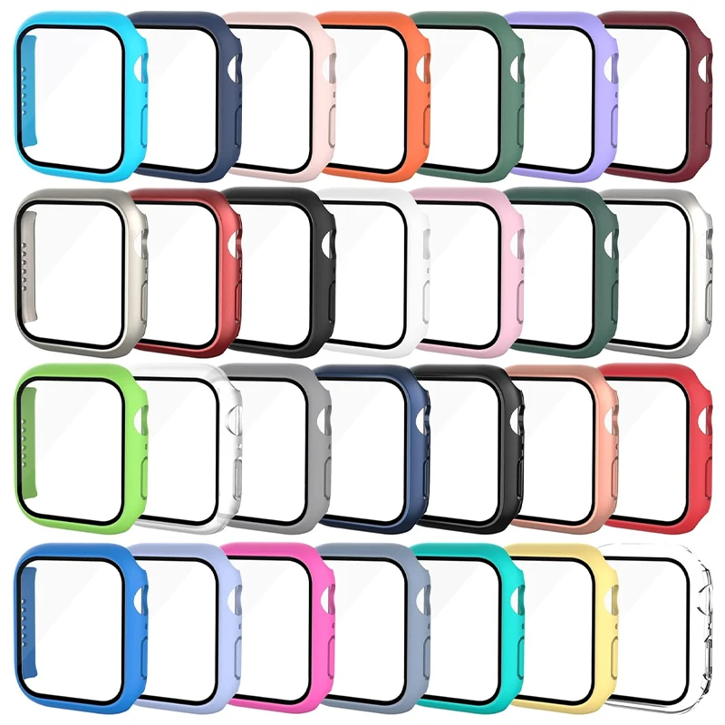 Tempered Glass Screen Protector Cover for Apple Watch Case 9 8 7 6 5 SE 38mm 42mm 41mm 45mm 44mm 40mm PC Bumper Protective Shell