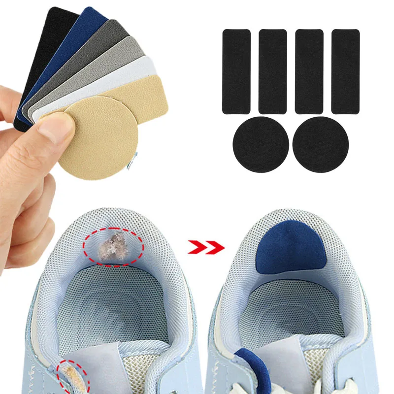 6PCS Replacement Self-Adhesive Shoe Repair Patch Universal Durable Heel Hole Pads Microfiber Leather Sneaker Repair Pads