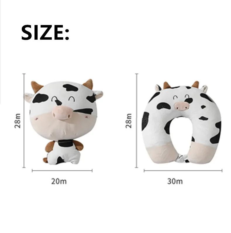 Cow U-shaped Pillow Cartoon Two In One Neck Pillow 2022 Home Anti Fatigue Foam Granule Deformation Portable Office Nap Pillow