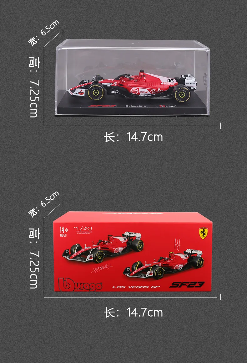 New Bburago 1:43 Ferrari SF-23 Las Vegas Monza Livery 16# Formula One With Hardcover F1 Alloy Car Collection Kid Toy Gift