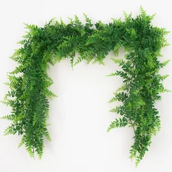 175cm/68.9in Artificial Plants Vines Fake Haing Plants Plastic Fern Leaves Wall Foliage Tropical Fern Plants for Home Garden