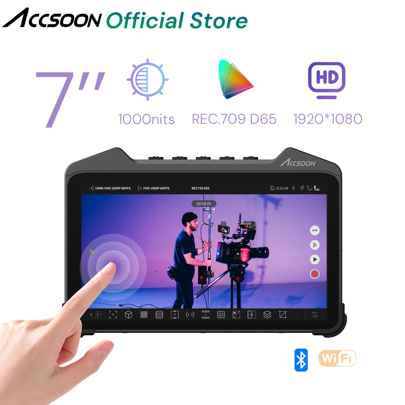 

Accsoon CineView M7 HDMI On-Camera Field monitor DSLR Director Monitor 3D lut Documentary filmmaking monitor 7" Touch screen SDI