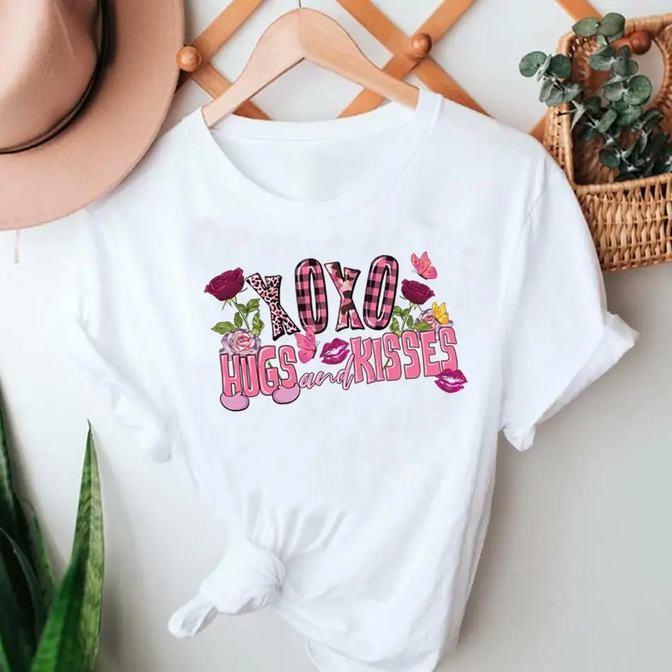 ロマンチックな熱ステッカーTシャツ,DIY,洗える,アイロン転写,デザインパッチ,衣類,バレンタインデー