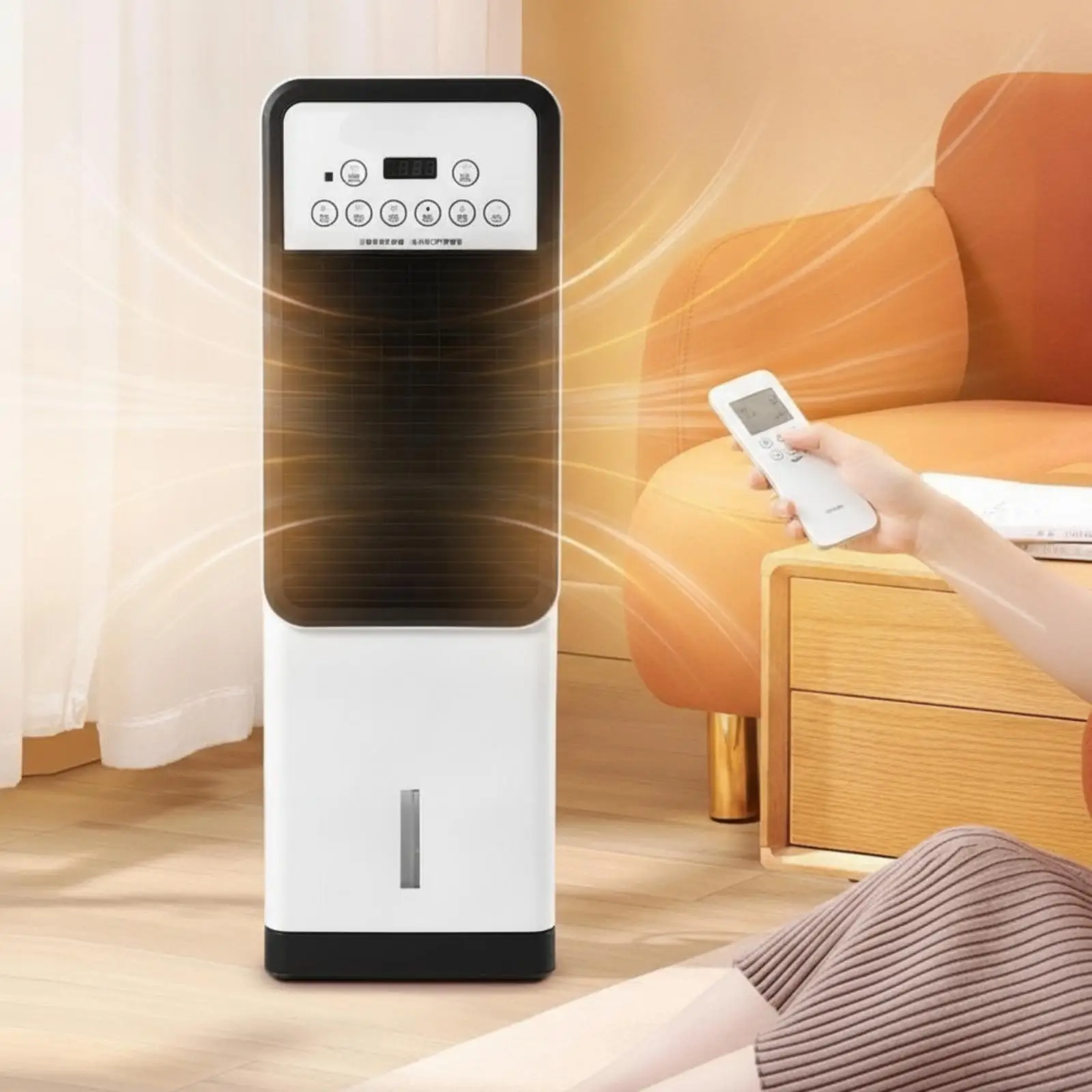 Ice Cooling Bladeless Fan for Room with Water Level Window Tower Fan Air Conditioner Portable Quiet Small Electric Fan for Home