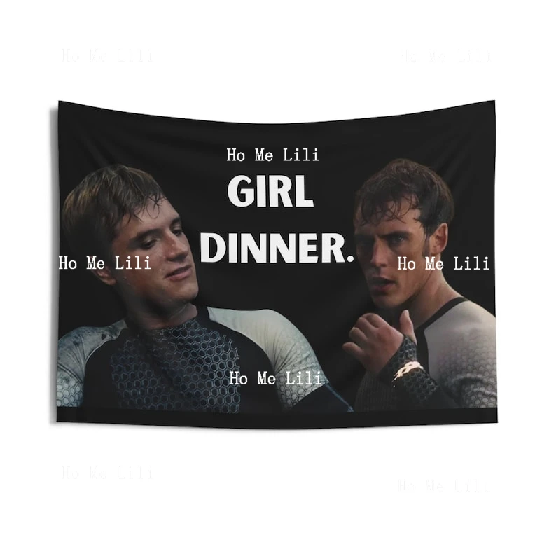 Peeta Mellark Josh Hutcherson And Finnick Odair Sam Claflin Hunger Games Girl Dinner Tapestry