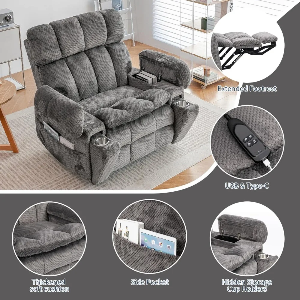 Dual Motor Power Lift Recliner Chair for Elderly with Adjustable Headrest,Extra Wide Recliner Chair with Heat and Massage,