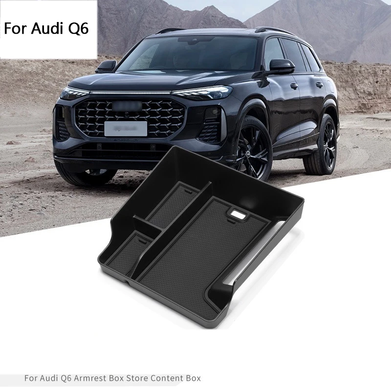 For Audi Q6 2022 2023 2024 2025 Car Central Upper Layer Armrest Car Storage Box Container Holder Interior Auto Tools Accessories