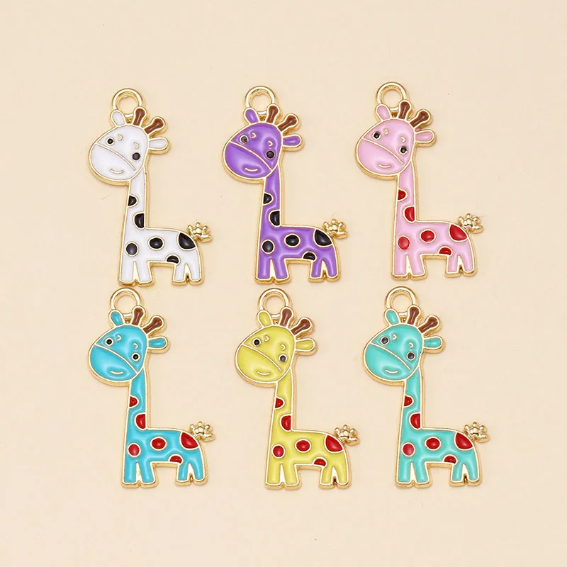 

12Pcs Colourful Cartoon Giraffe Charms Enamel Alloy Pendant for DIY Cute Animal Keychain Necklace Jewelry Making Craft Supplies