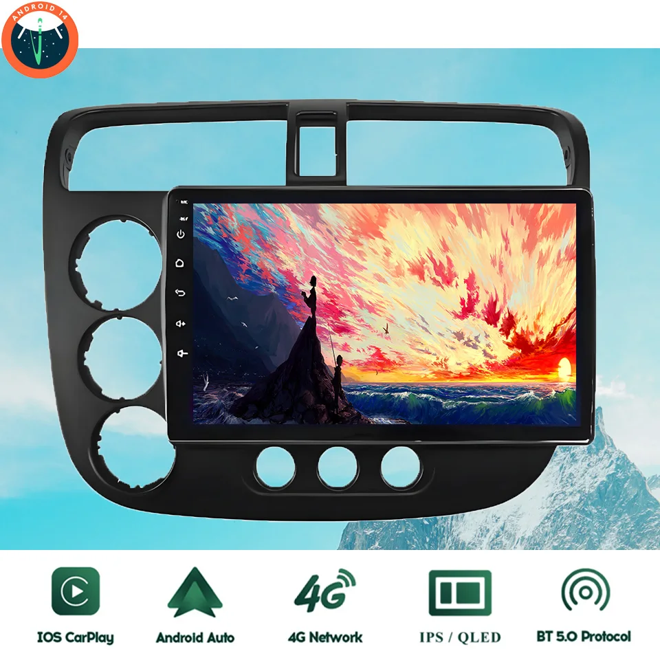 

Android 14.0 8G Ram Car Radio Multimedia Video Audio Player GPS Navigation For Honda Civic 2000 - 2006 4G Lte WiFi Head Unit RDS