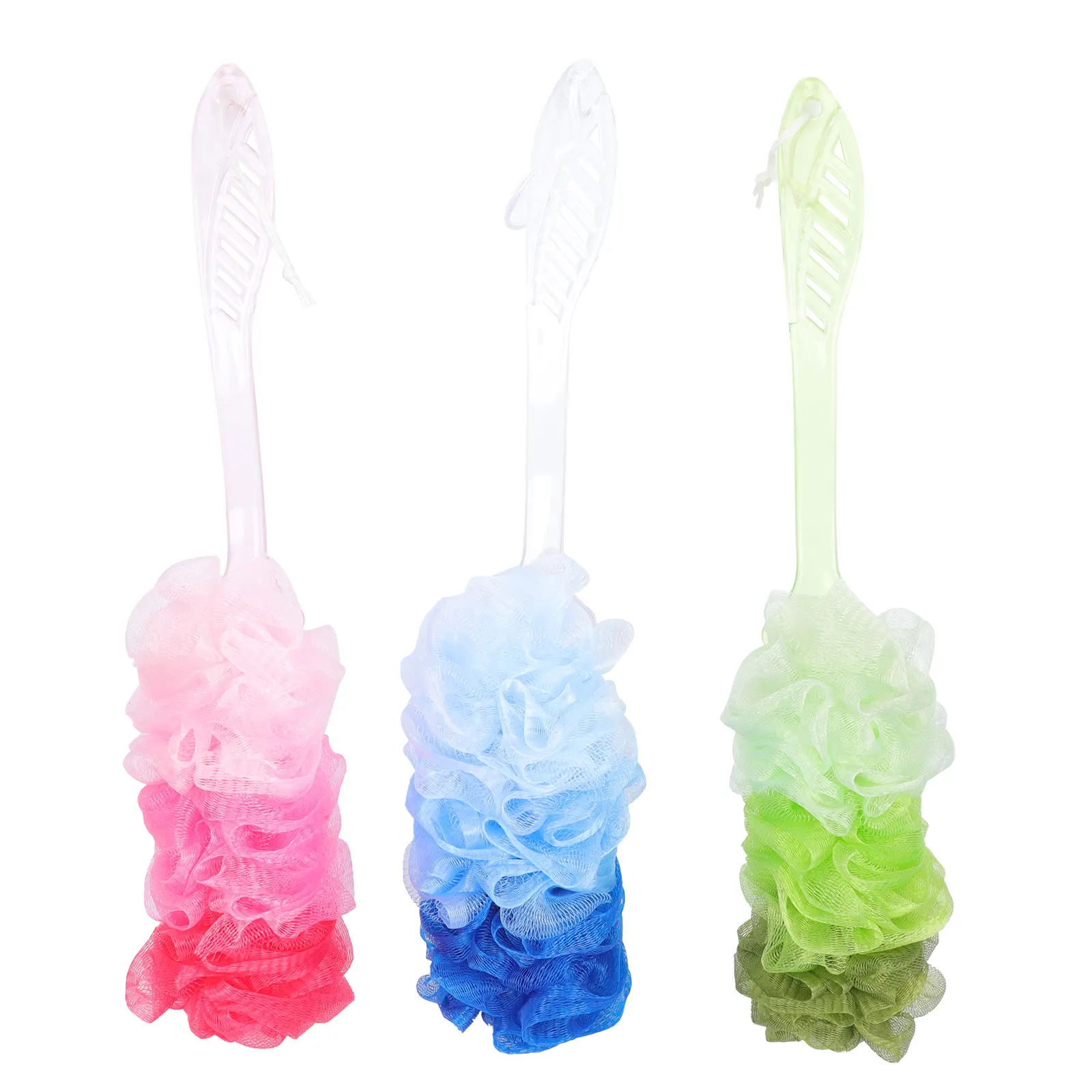 

3Pcs Bath Brush Shower Ball Exfoliating Body Scrubber Soft Mesh Handle Foaming Cleaning Bath Flower Home Supplies