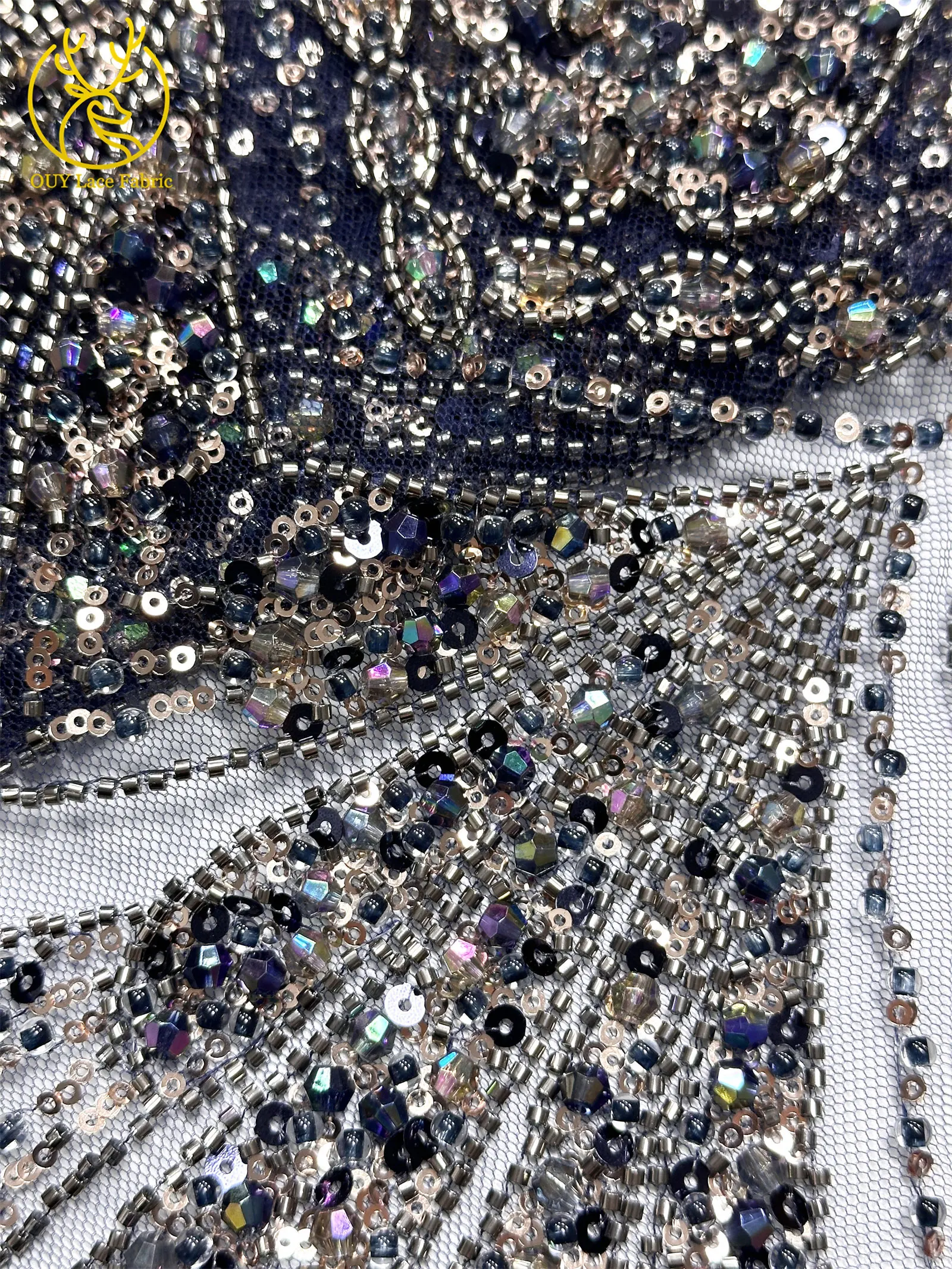 2026 Neuer Afrikanischer Schwer Perlenverzierter Spitzenstoff Hochwertiger Französischer Tüll Pailletten-Spitzenstoff Premium Maßgefertigtes Damen-Abendkleid – Detail 27