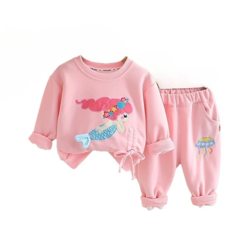 

New Spring Autumn Baby Clothes Suit Children Girls Cartoon Long Sleeved T-Shirt Pants 2Pcs/Sets Infant Costume Kids Tracksuits
