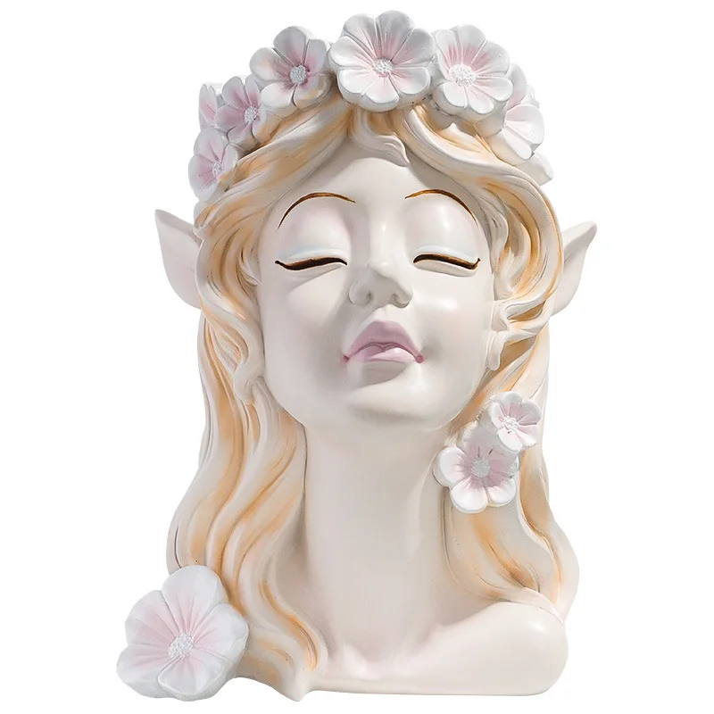 

Home decoration creative ins flower fairy girl flowerpot vase living room porch resin decoration