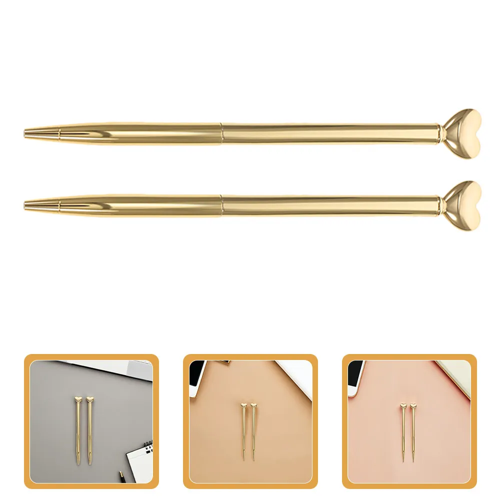 

10Pcs Heart Shaped Ballpoint Pens Metal Retractable Writing Pens Blue Ink 1Mm Smooth Ink Valentines Day Wedding Favor