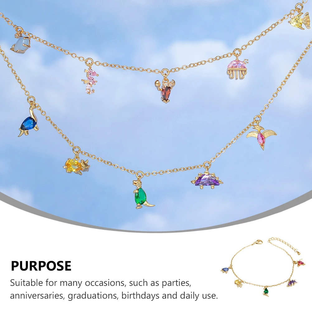 

1pc Little Dinosaur Clavicle Chain Delicate Colorful Cute Girl Punk Zircon Vintage Women Jewelry Small Dinosaur Design Elegant