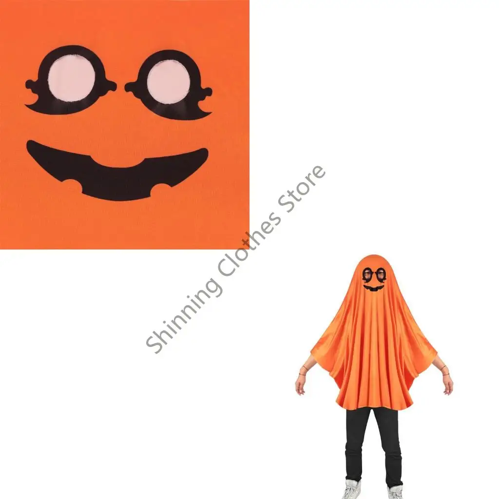 M68A Sophisticated Pumpkin Theme Halloween Cloak Breathable Fabric Size Fit Most Kids For Costume Event