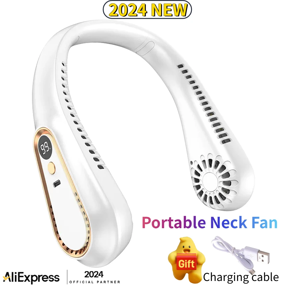 

Magic sport Portable Mini Hanging Neck Fan Bladeless Neckband Fan Digital Display Air Cooler USB Rechargeable Electric Fan Yoga