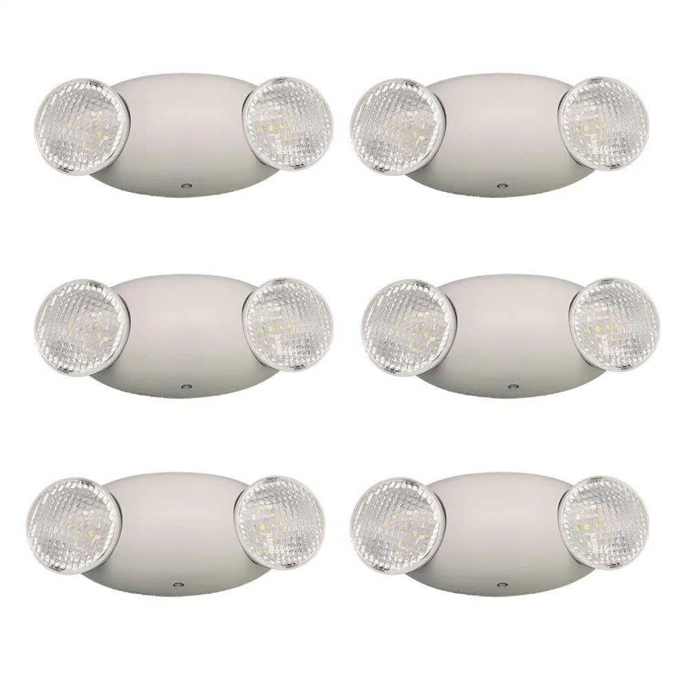 

LED Emergency Light 6-Pack with 2 Adjustable Bug Eye Heads, 90-Minute Battery Backup for Home and Office