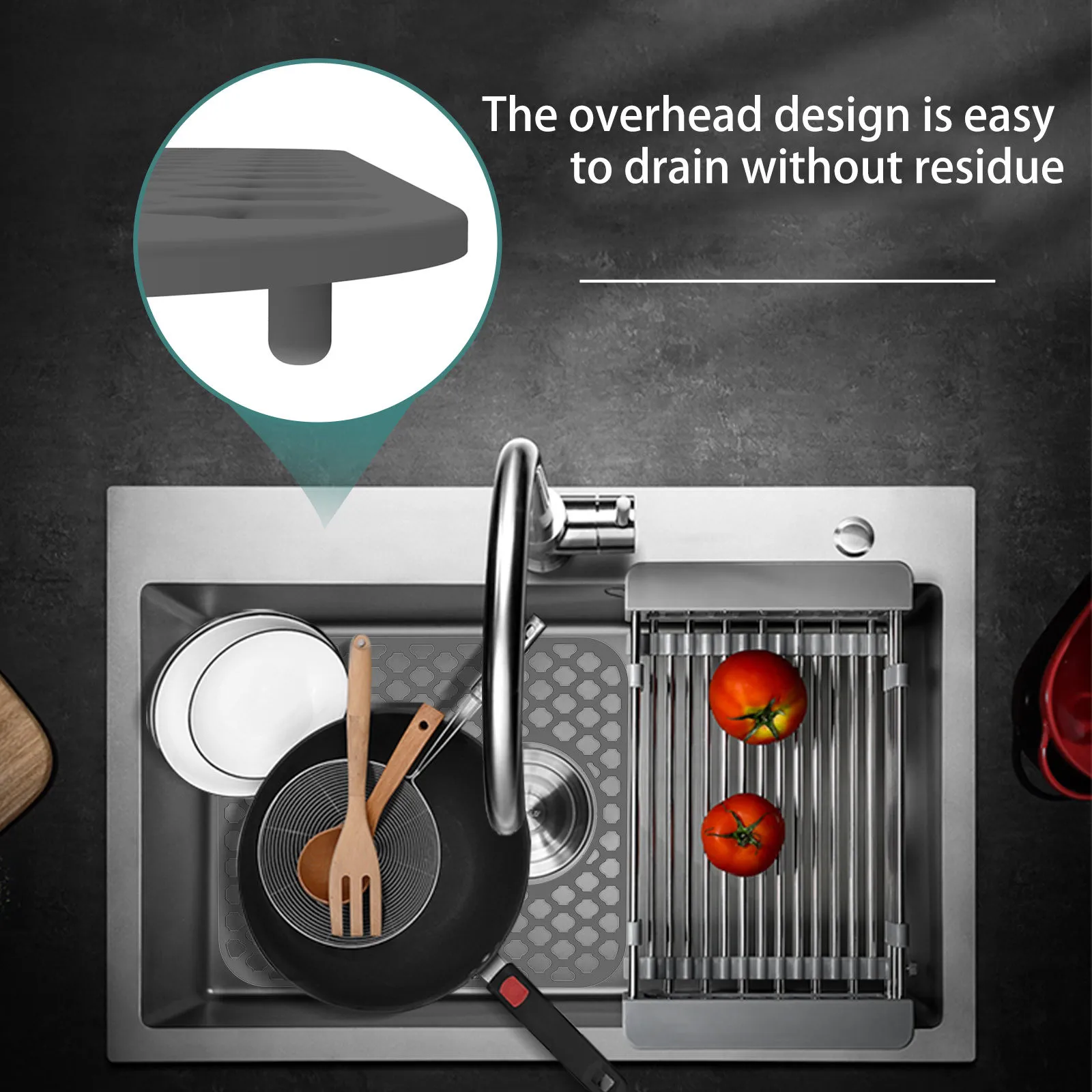 Silicone Kitchen Sink Protector Mat Folding Heat Non Slip Kitchen Sink Mats Grid Accessory Grey For Bottom Of Farmhouse