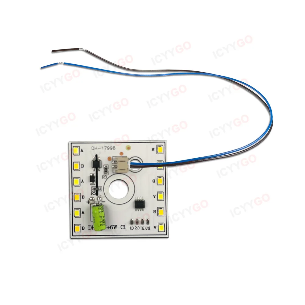 6W12W 14W 20W 24W 36W 48W LED Chip 220V Driver-Free Three-Color Aisle PCB Light Source Accessories Round Square LED Light Panel