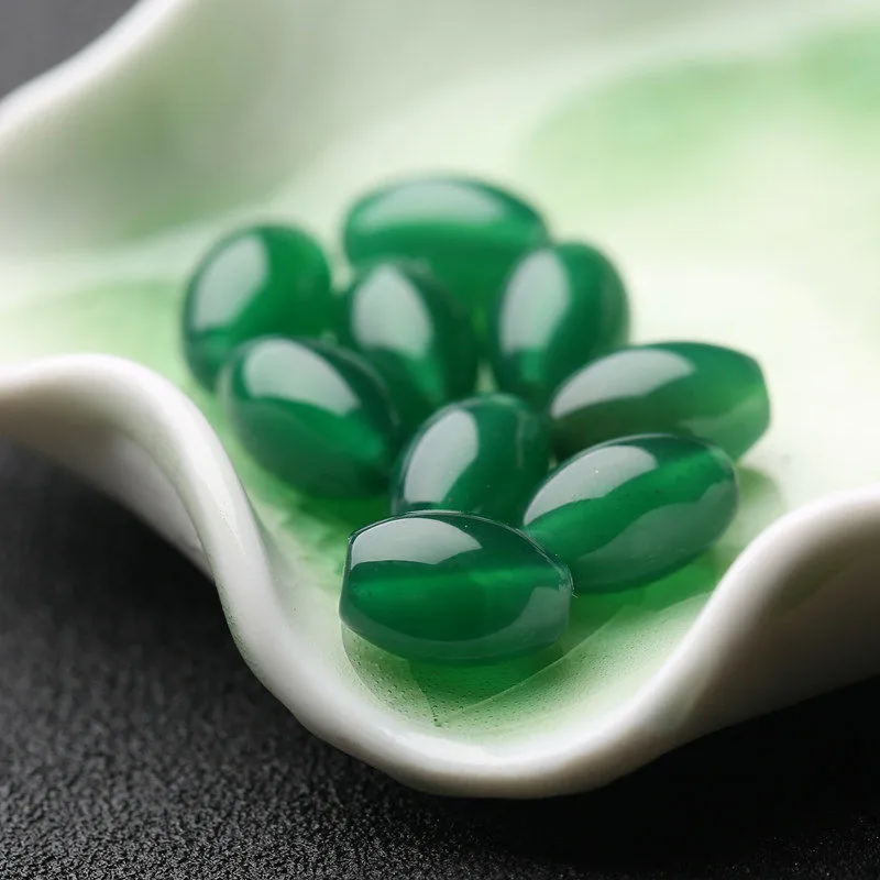 Green agate rice beads