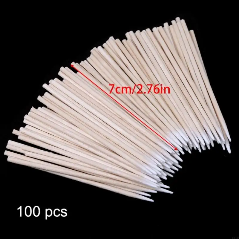 Y4UE 100 PCSポータブル充電ポートイヤホンホールクリーニングコットンスワブスティックツールHuawei多機能