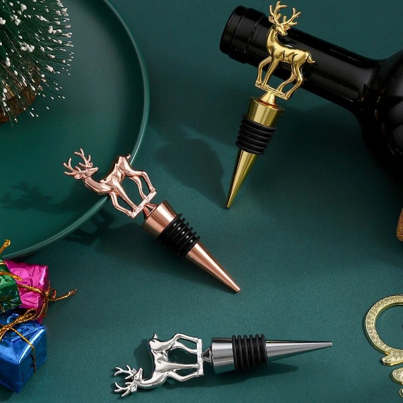 

Christmas Series Alloy Wine Stopper Elk Snowflake Shape Wine Bottle Decoration Themed Party Creative Wine Bottle Stoppers Gifts