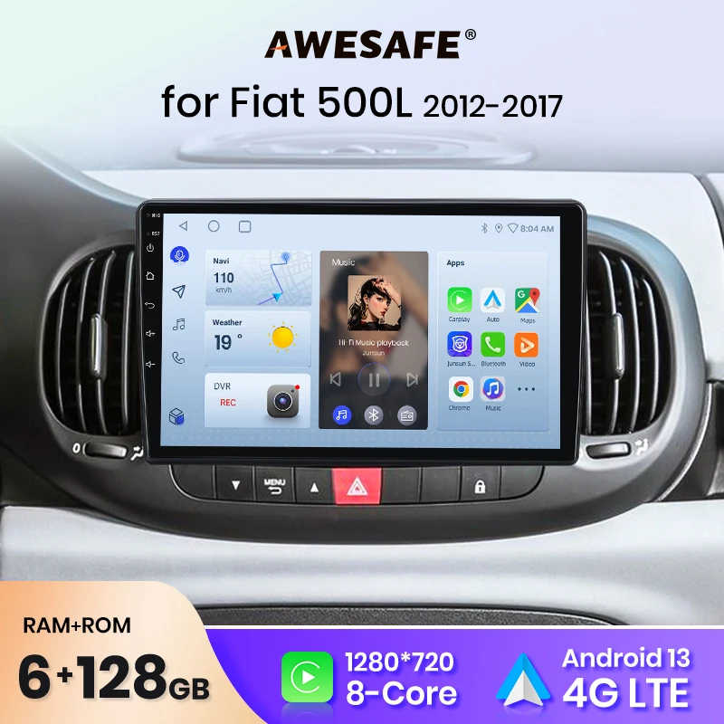 AWESAFE PX9 for Fiat 500L 2012 - 2017 Car Radio Multimedia video player GPS No 2din 2 din Android 10.0 2GB+32GB