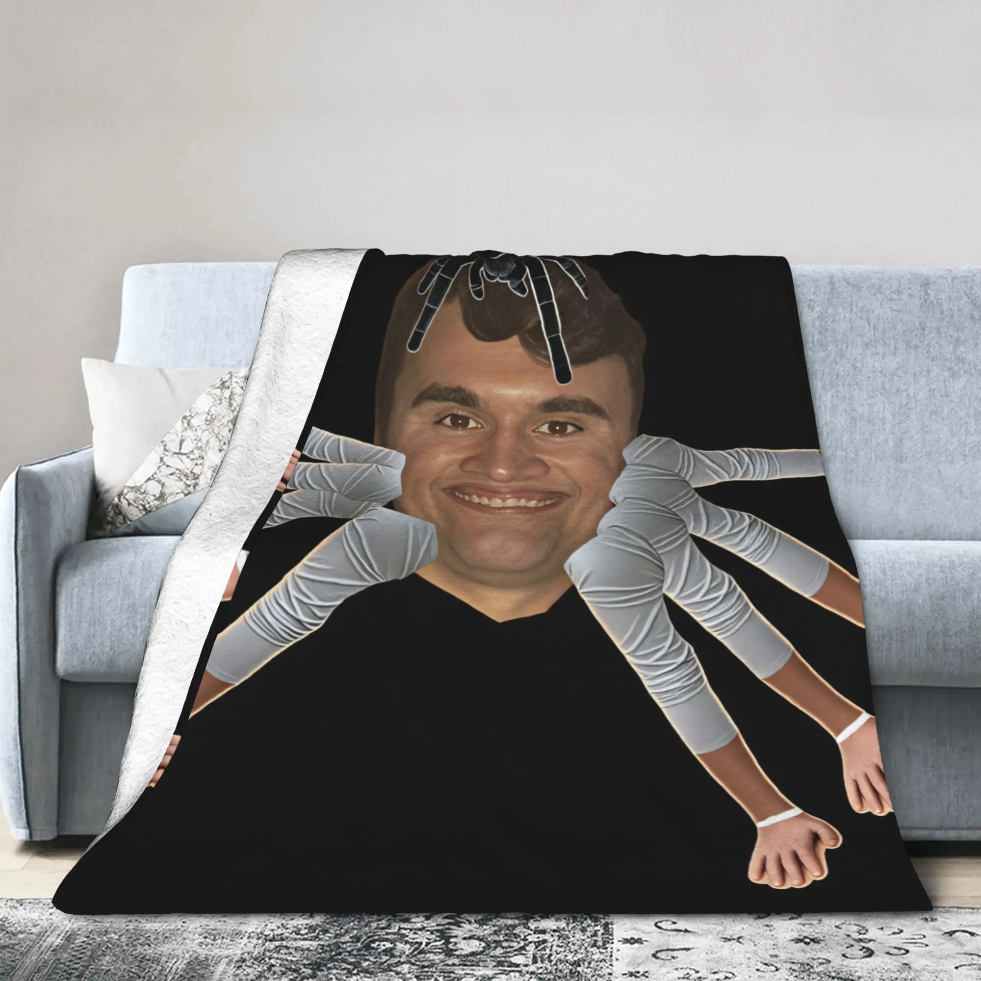 Spider Head Multi Limbs Charlie Kirk Meme Warm Blanket Funny Plane Travel Throw Blanket Chair Flannel Bedspread Sofa Bed Cover
