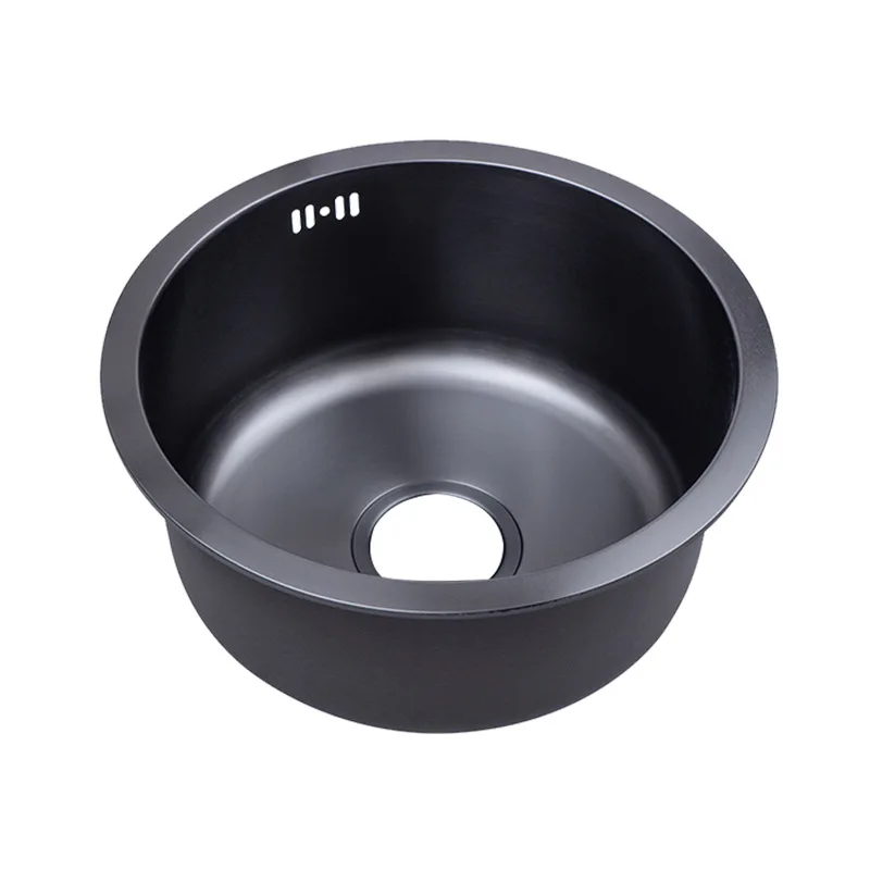 

304/201 Stainless Steel Black Gold Round Sand Sink Single Slot Wash Basin Kitchen Wash Basin