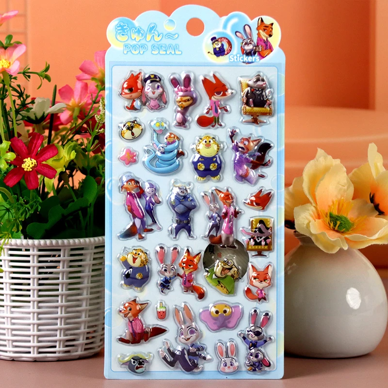 Cartoon Zootopia 3D Mini Puffy Stickers Judy Nick Diy Kawaii Stickers Scrapbook Laptop Phone Case Crystal Stickers image 3