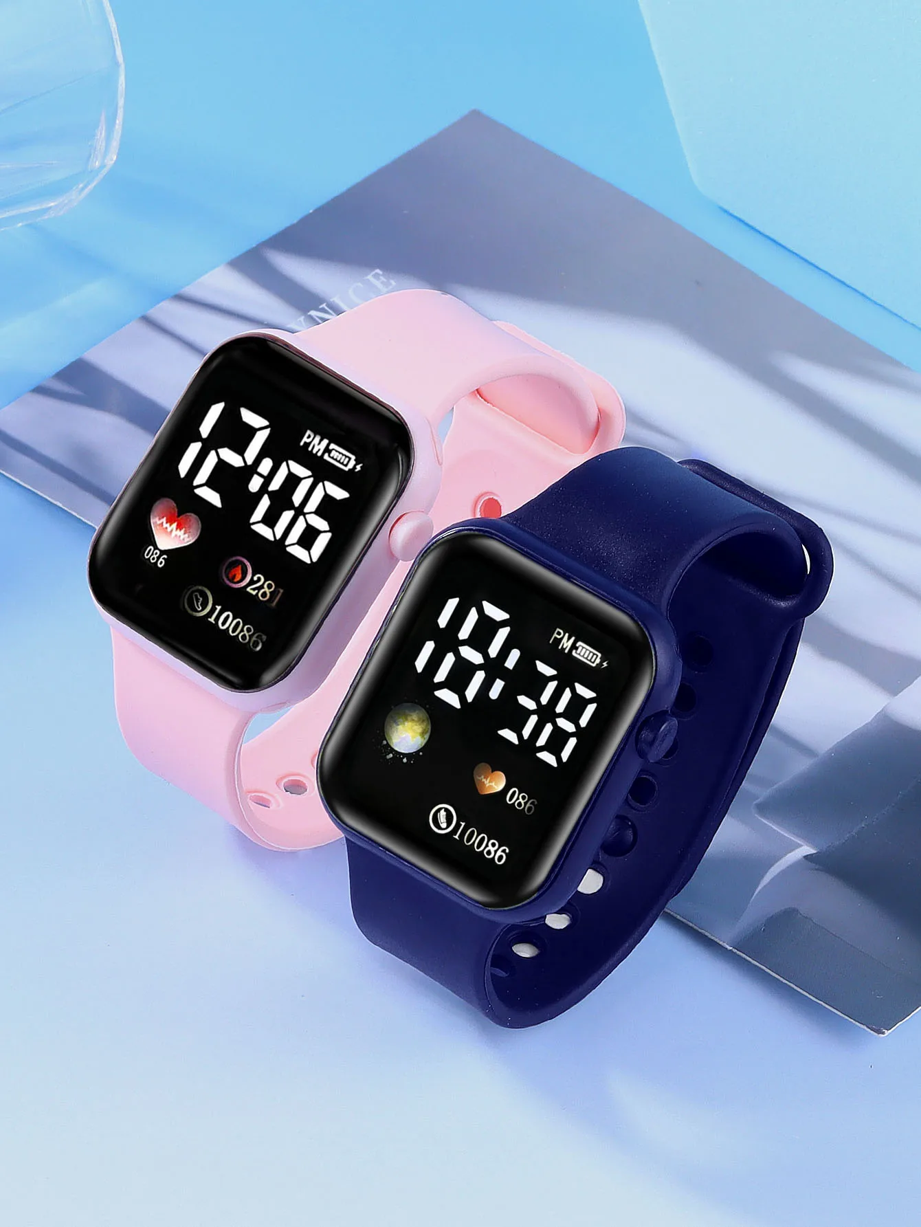 

Светодиодные силиконовые квадратные электронные часы с рисунком сердца, украшенные подарочными часами, не умные часы