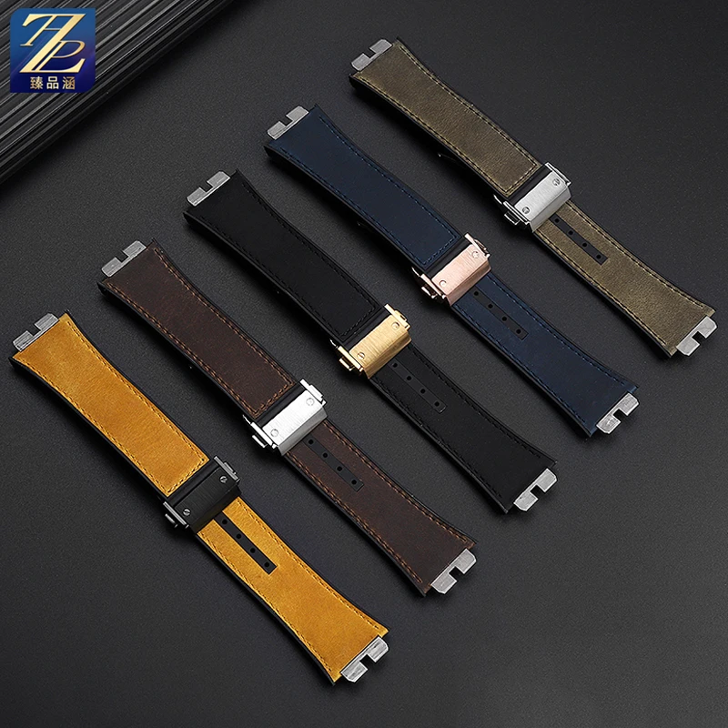 Suitable for HB Hengbao Ubo Watch BIG BANG Series Big Bang Quick Release Vintage Genuine Leather+Rubber Bottom Watch Strap