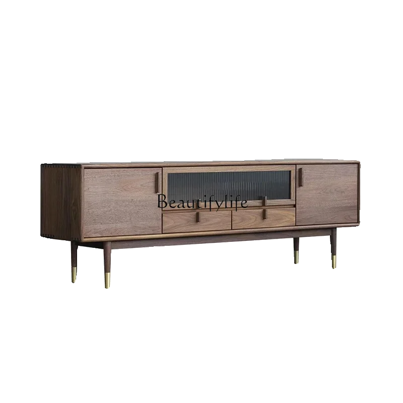 

FG40North American black walnut solid wood TV cabinet Nordic modern simple small apartment living room locker